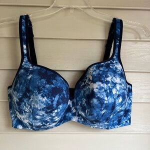 Cacique Blue Tie-Dye Smooth Balconette Bra Size 40F